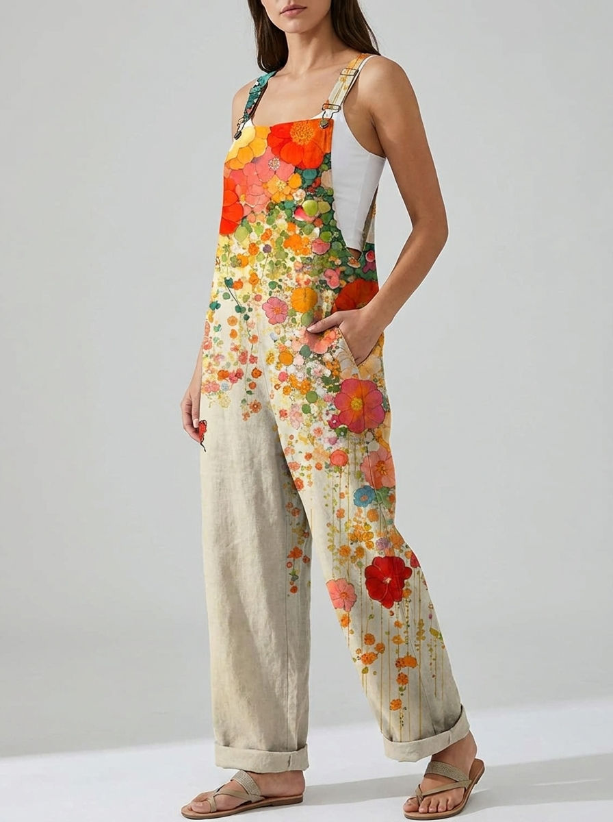 Celestine | Women's Floral Print Sleeveless Wide-Leg Jumpsuit