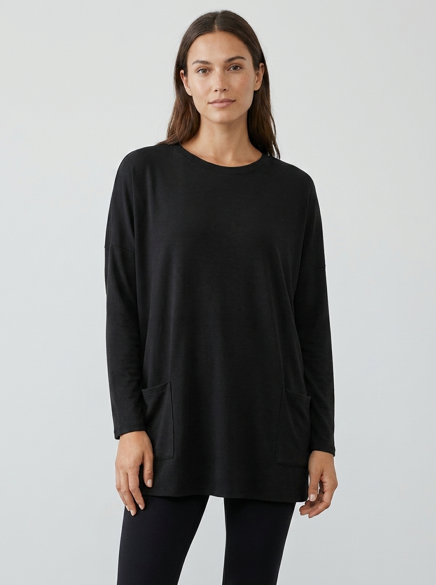 Vianne | Women's Oversized Long-Sleeve Pocket Tunic Top