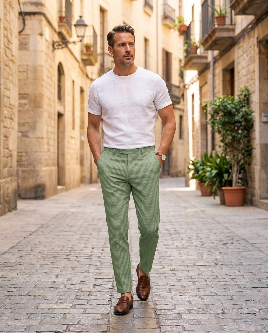 Oliver | Men Textured Slim Fit Dress Trousers