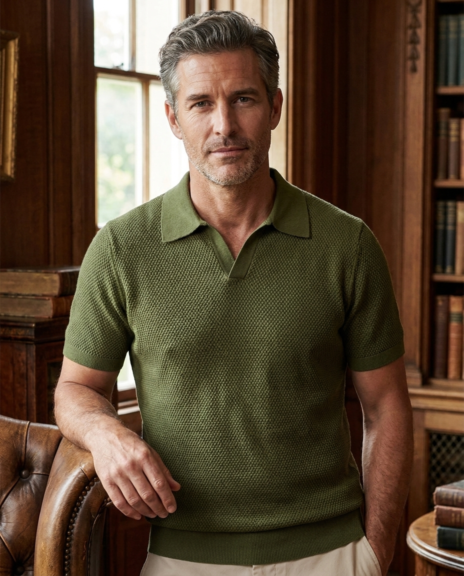 Simon | Men's Textured Short Sleeve Classic Polo Shirt