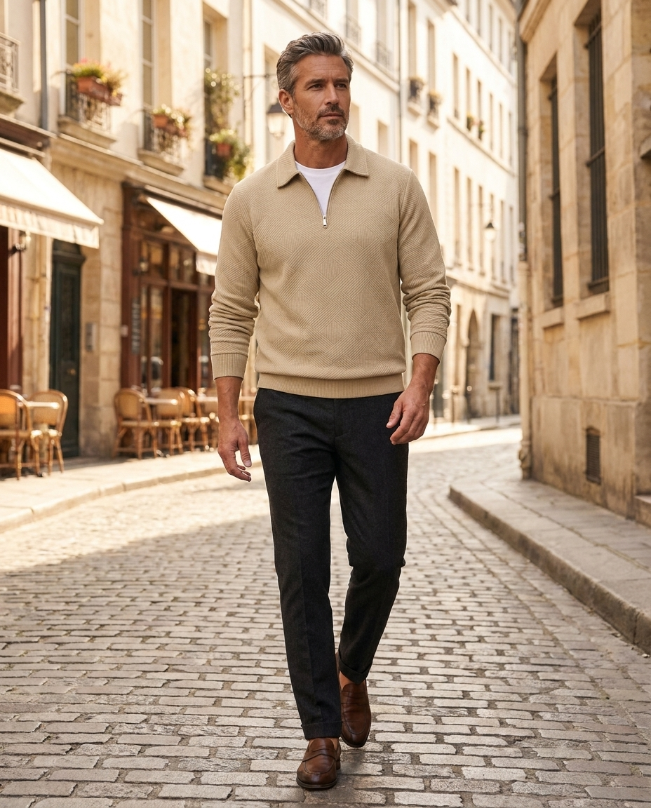 Daniel | Men's Premium Textured Quarter Zip Top