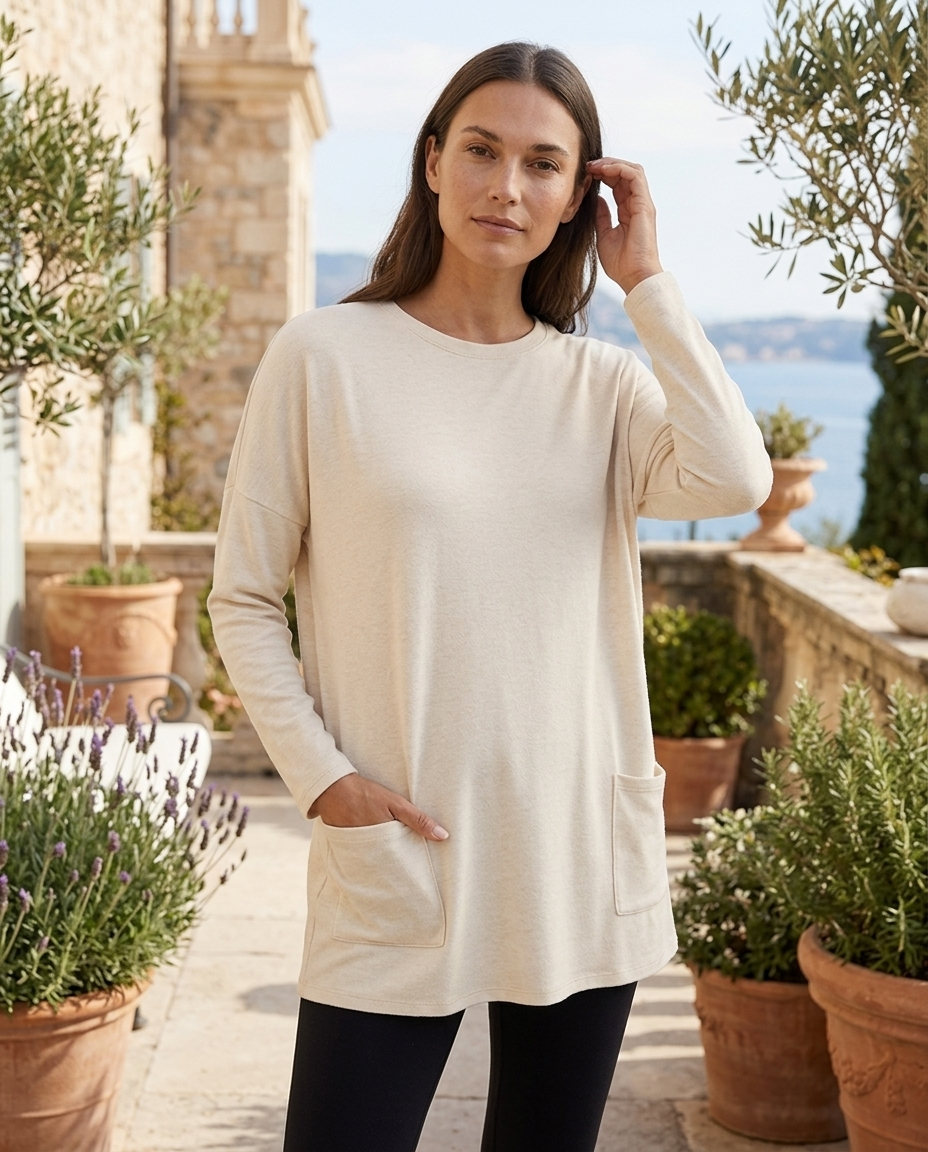 Vianne | Women's Oversized Long-Sleeve Pocket Tunic Top