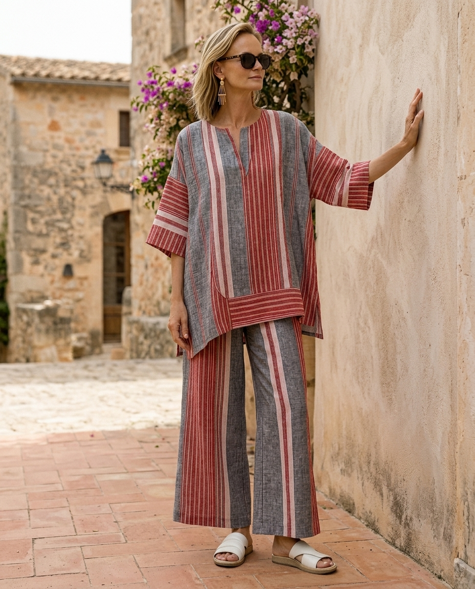 Maribel | Women's Striped Wide-Leg Two-Piece Set