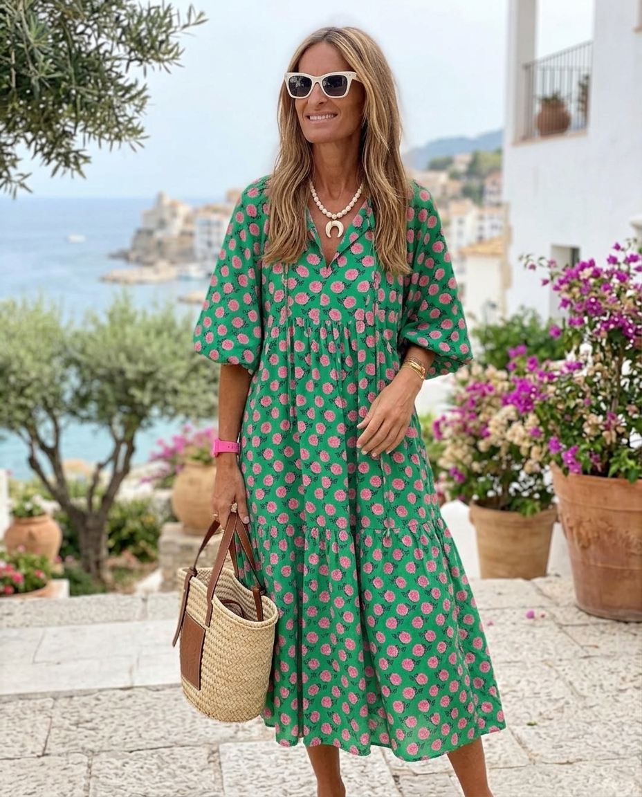 Valentina | Women's Floral Puff Sleeve Tiered Maxi Dress