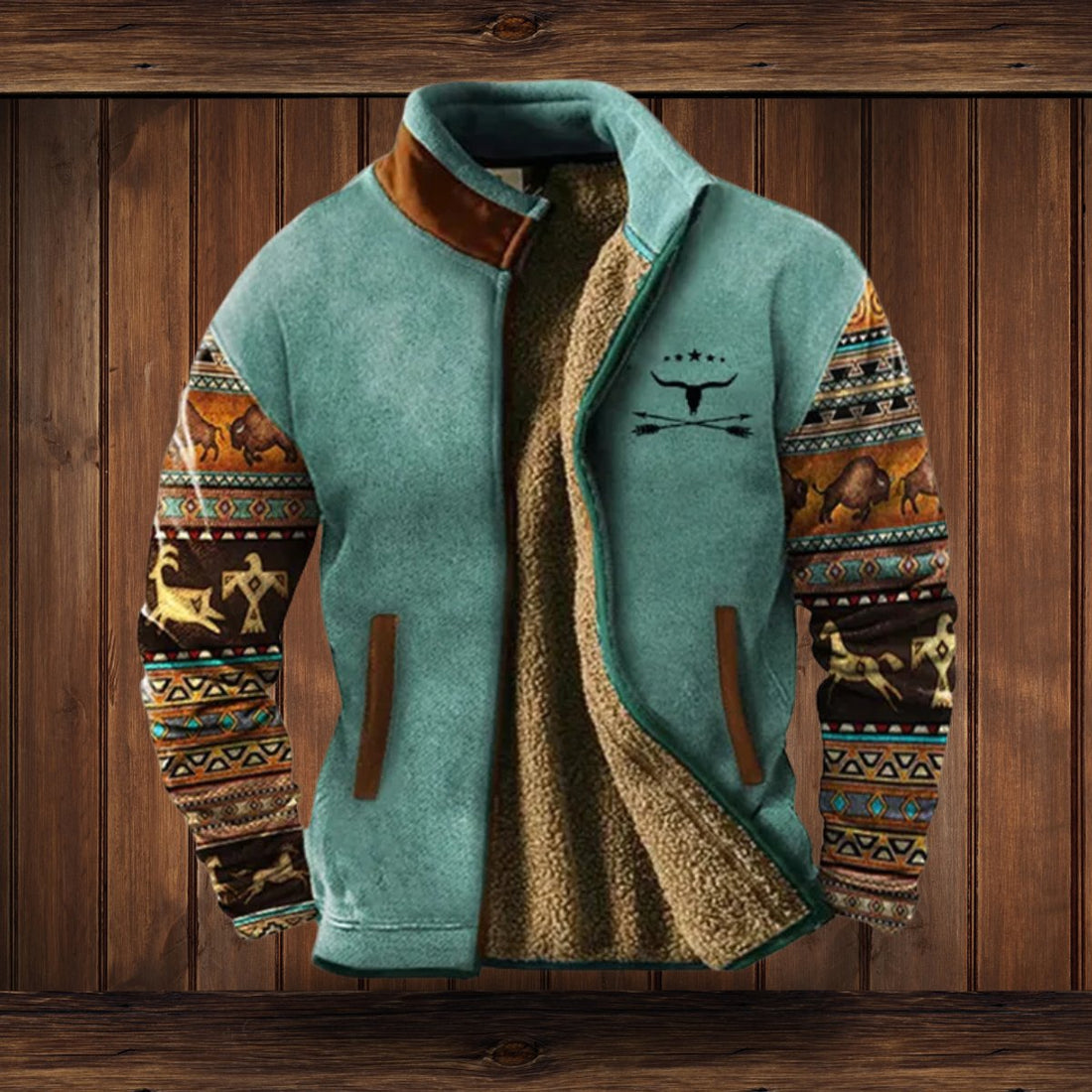 Sierra | Women's Sherpa-Lined Aztec Print Zip-Up Fleece Jacket