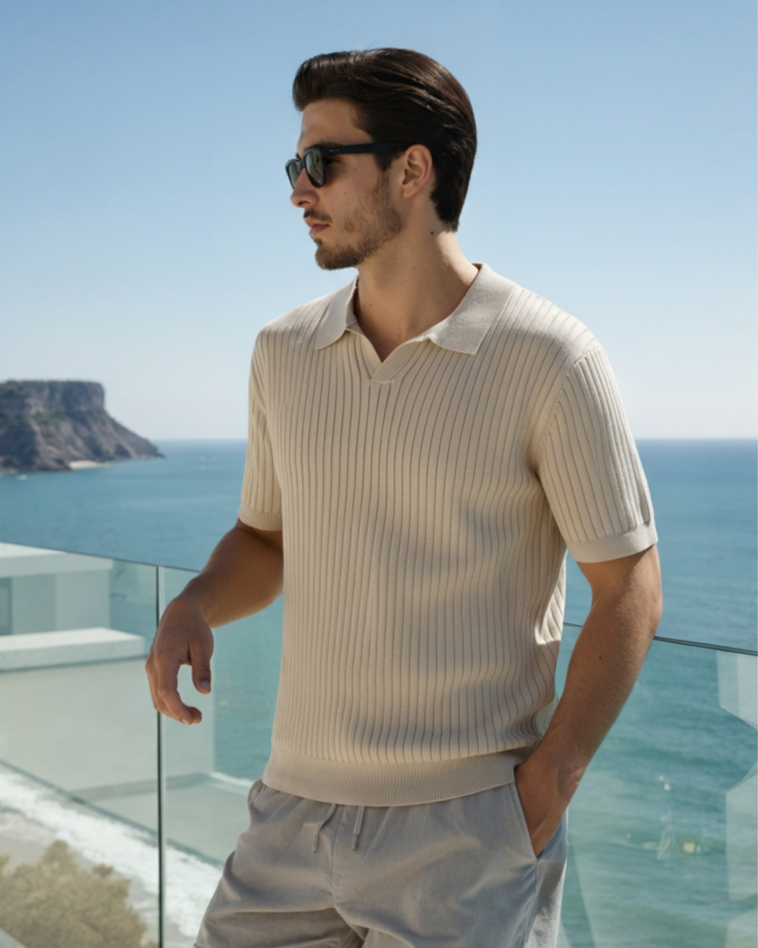 Frederick | Ribbed Knit Polo Shirt