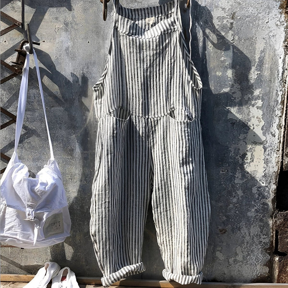 Rosie | Women's Vintage Striped Loose-Fit Dungaree Overall