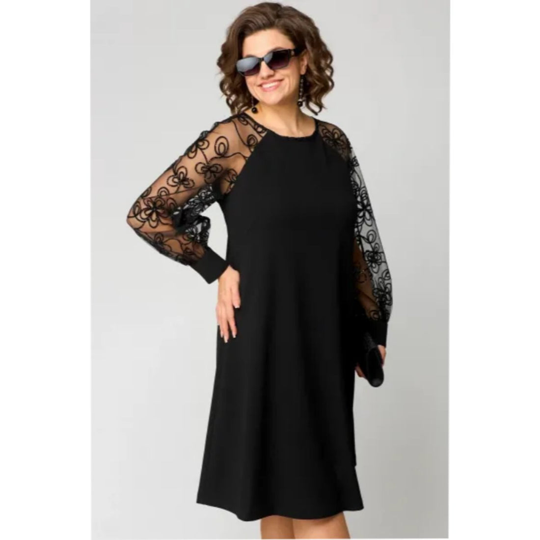 Emily | Women's Lace Sleeve A-Line Formal Dress, Knee Length