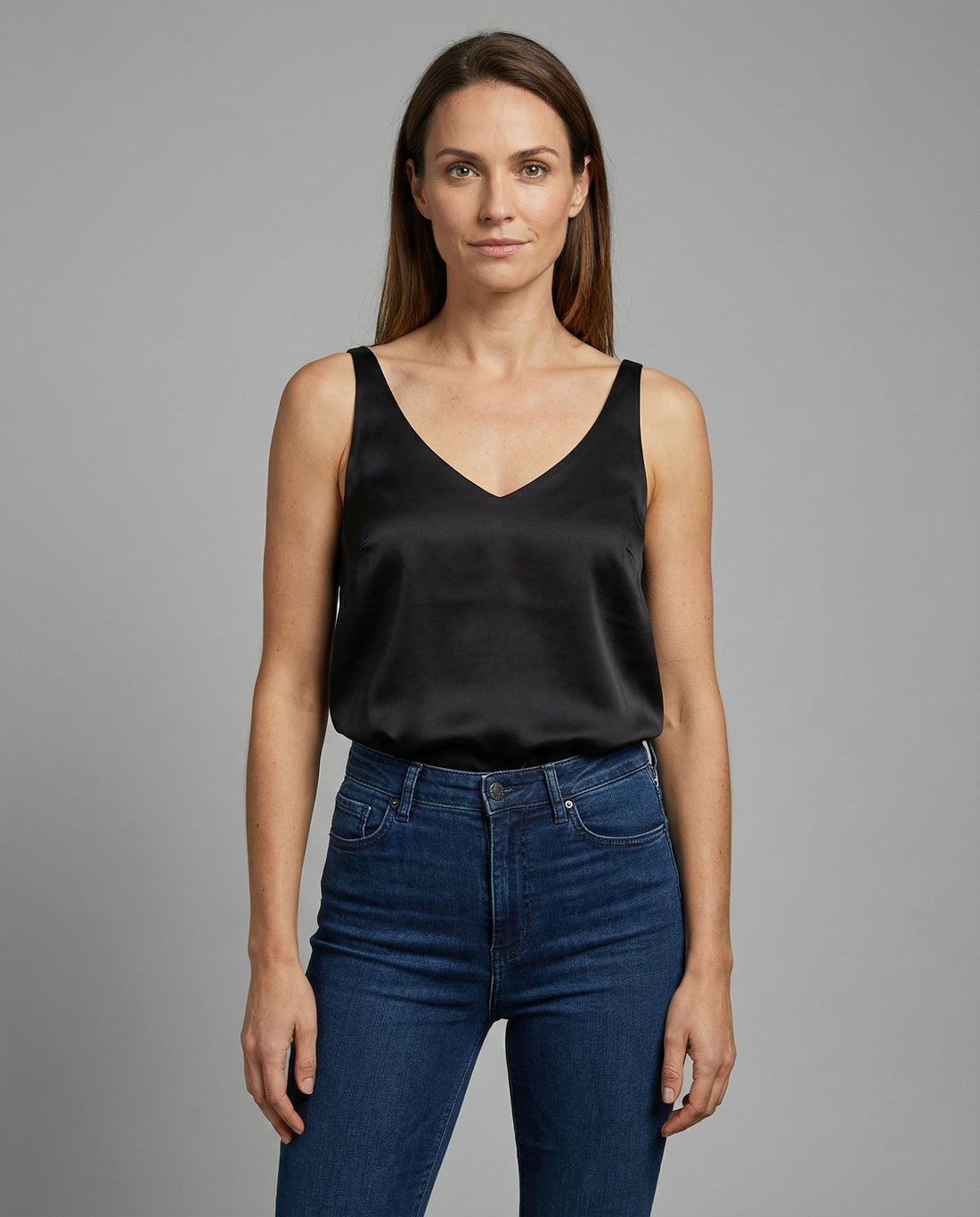 Freya | Women's Satin V-Neck Wide-Strap Camisole Top