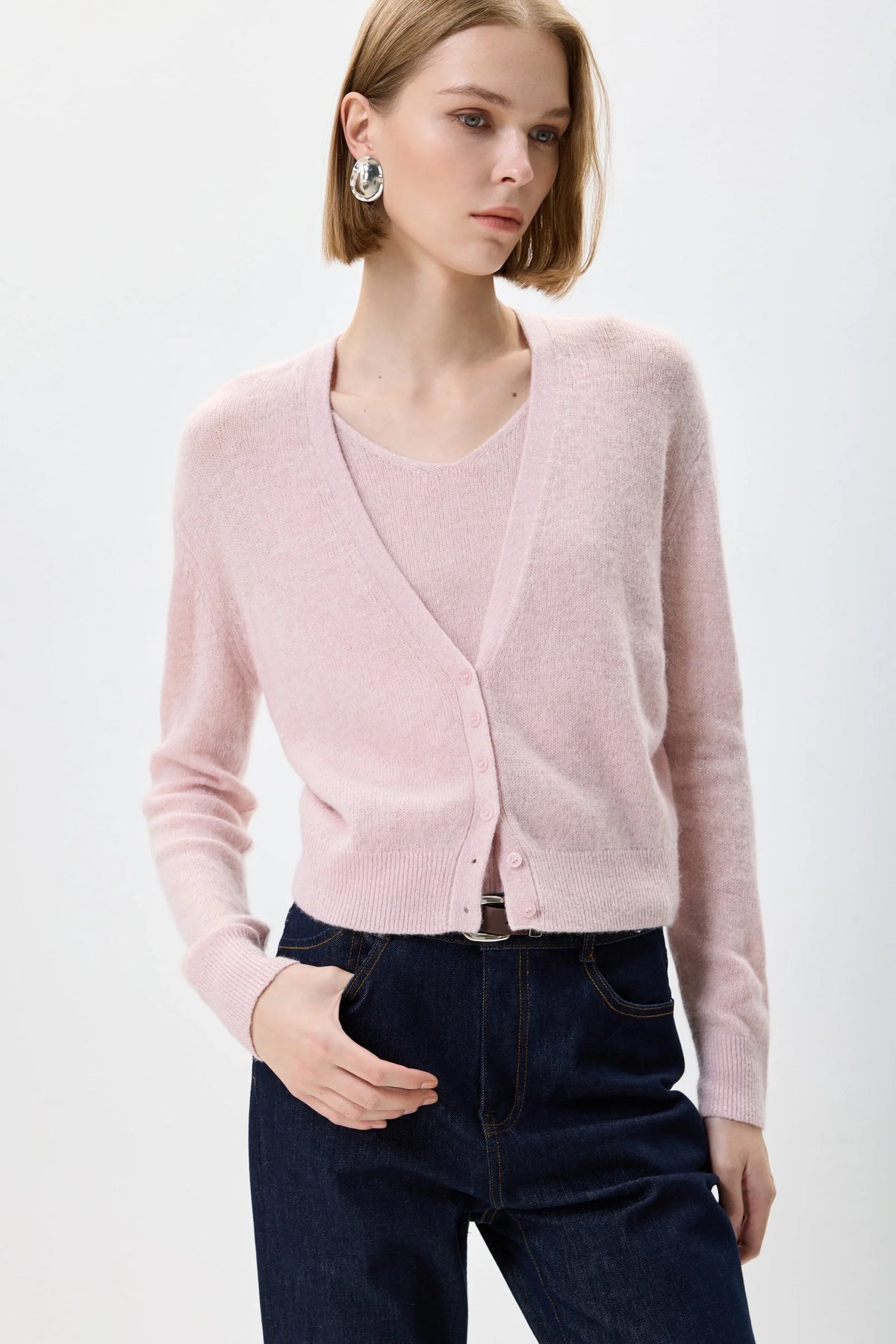 Pearl | Women's Relaxed Layered V-Neck Knit Top