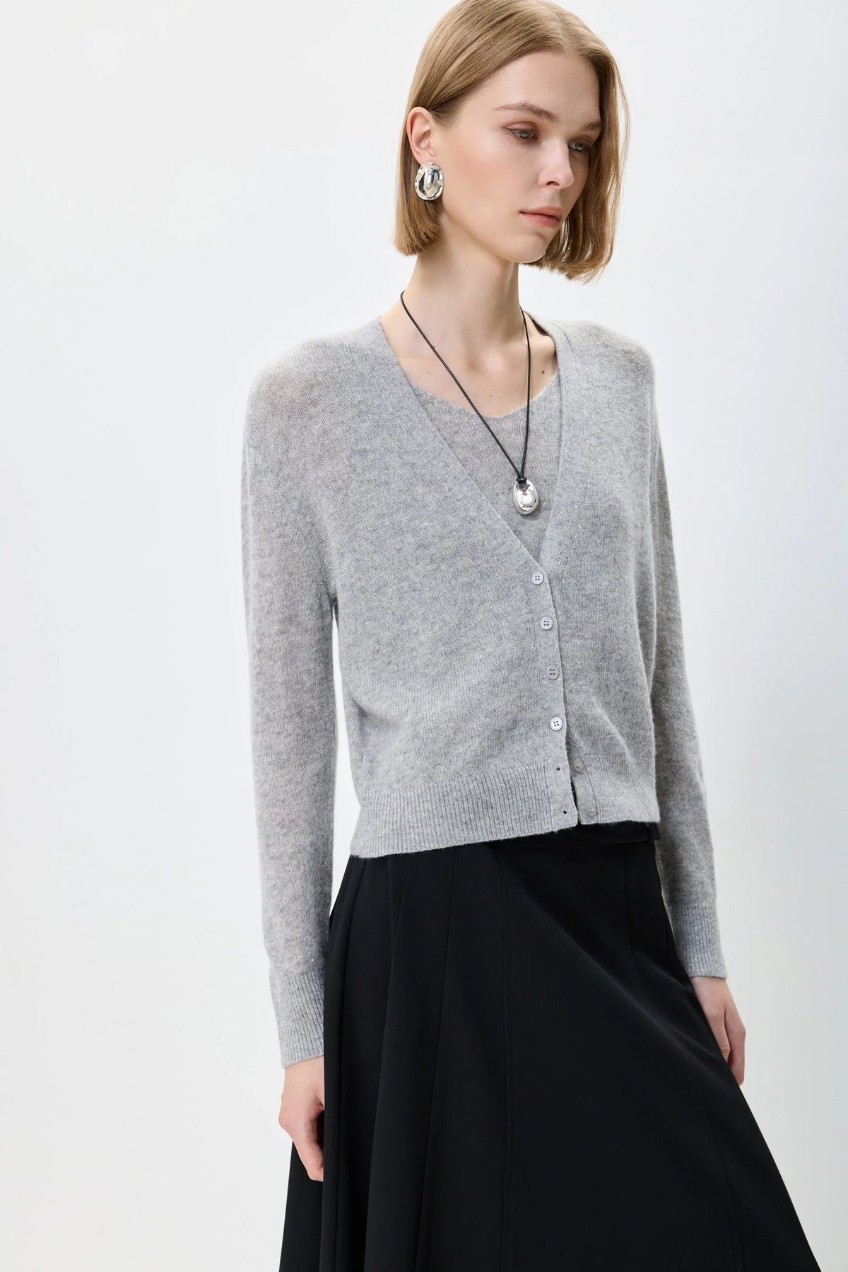 Pearl | Women's Relaxed Layered V-Neck Knit Top