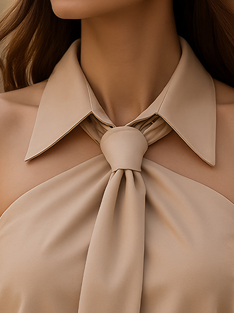 Freya | Women's Sleeveless Halter Blouse with Neck Tie Detail