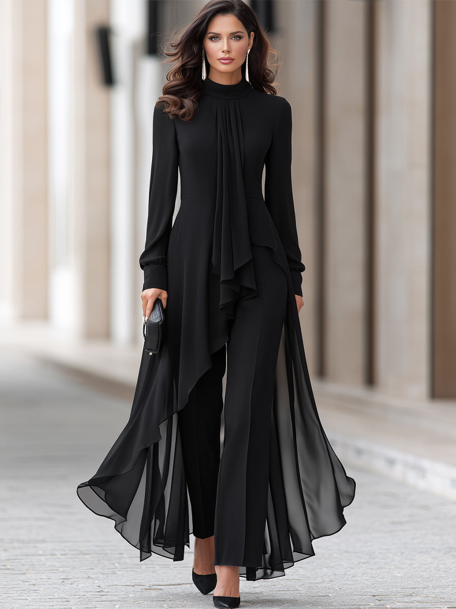 Amara | Women's Chiffon Overlay Tunic and Wide-Leg Trouser Set