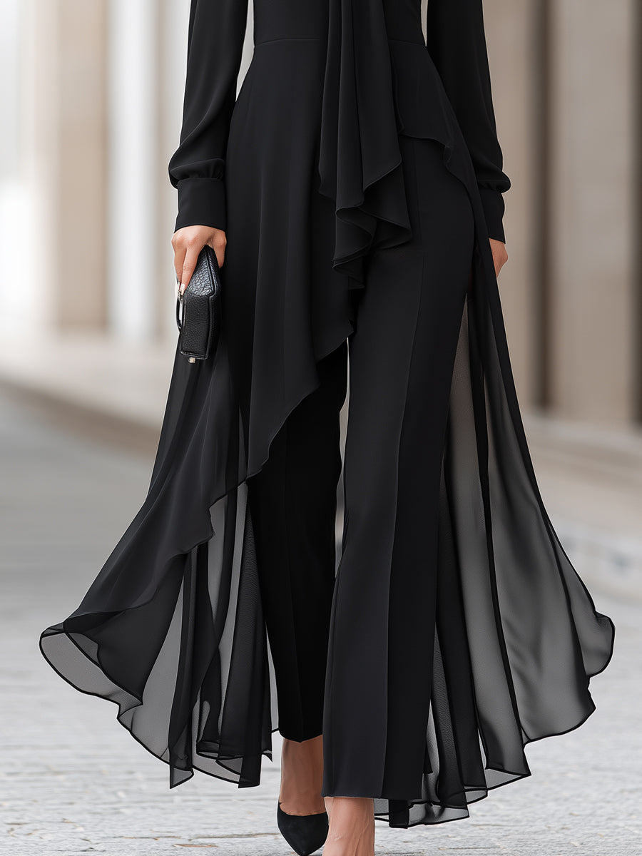 Amara | Women's Chiffon Overlay Tunic and Wide-Leg Trouser Set
