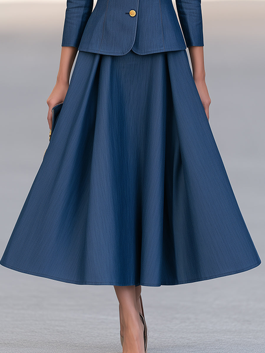 Irene | Women's Ruffled Blazer & A-Line Skirt Set