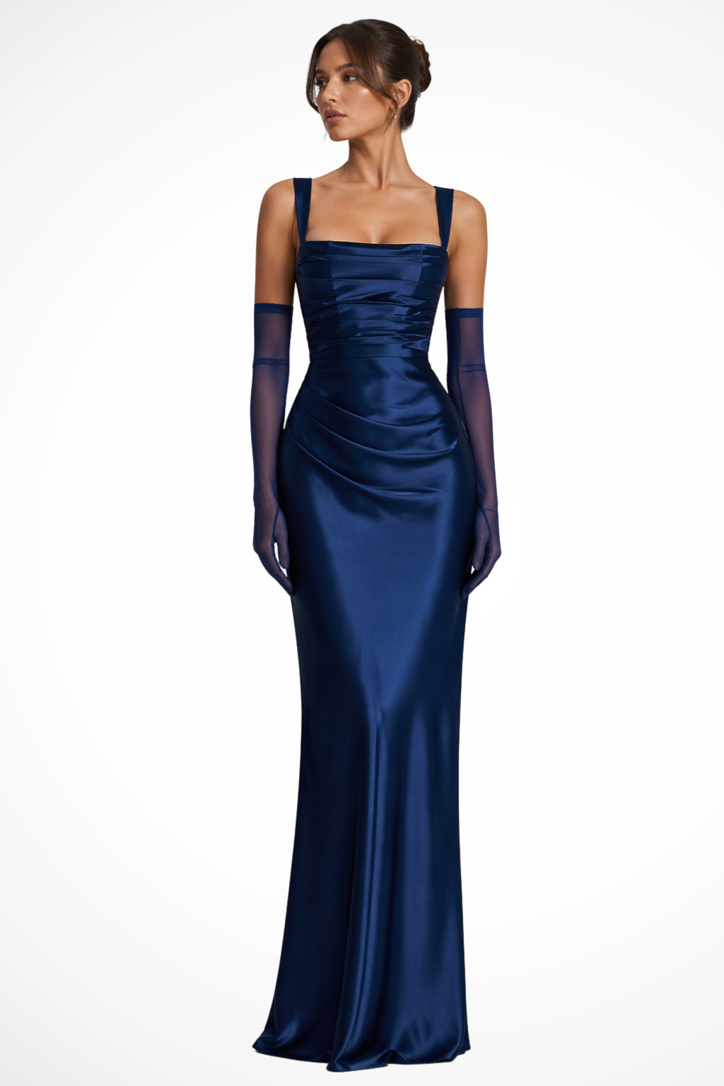 Vivienne | Women's Ruched Square Neck Maxi Wedding Guest Dress