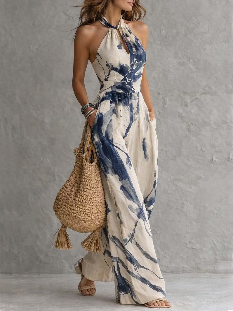 Giada | Women's Draped Wide-Leg Jumpsuit