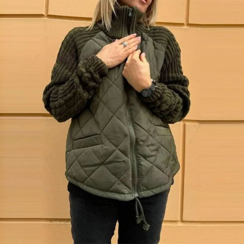 Corisanna | Women's Quilted Knit-Sleeve Zip Jacket