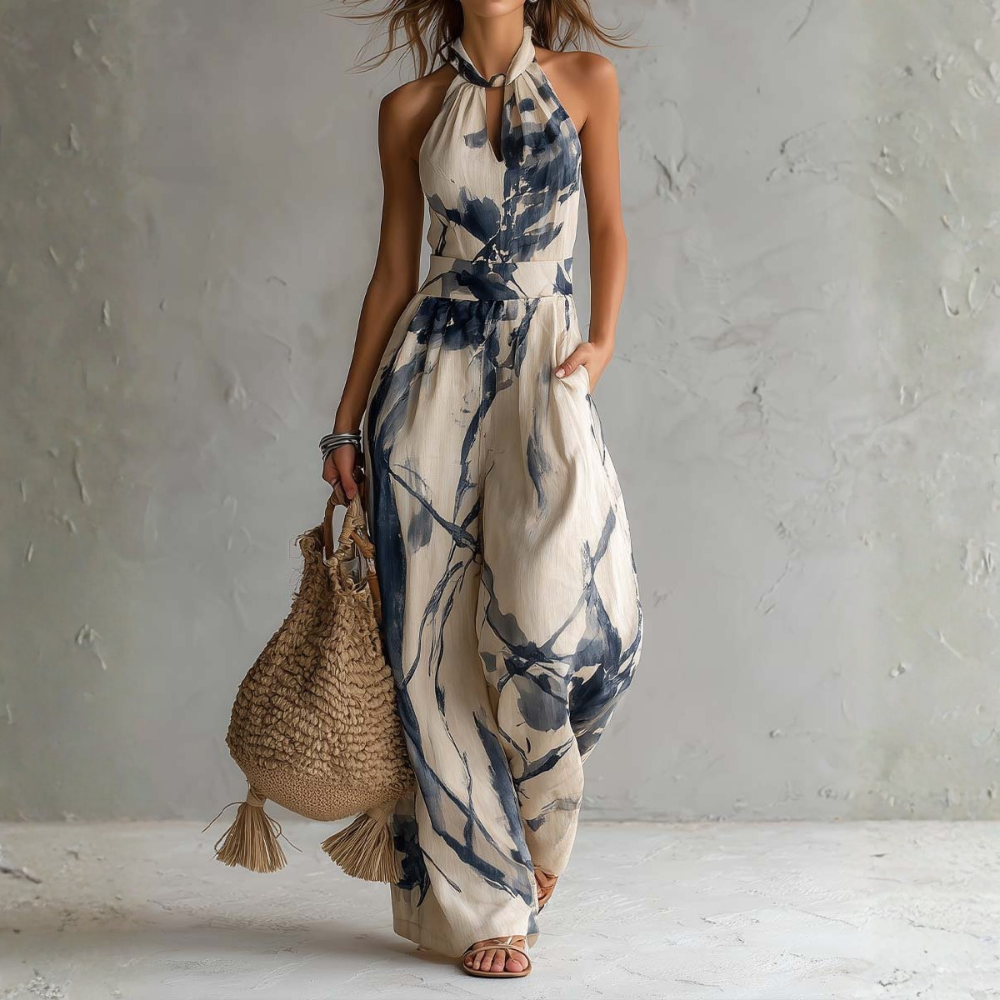 Giada | Women's Draped Wide-Leg Jumpsuit