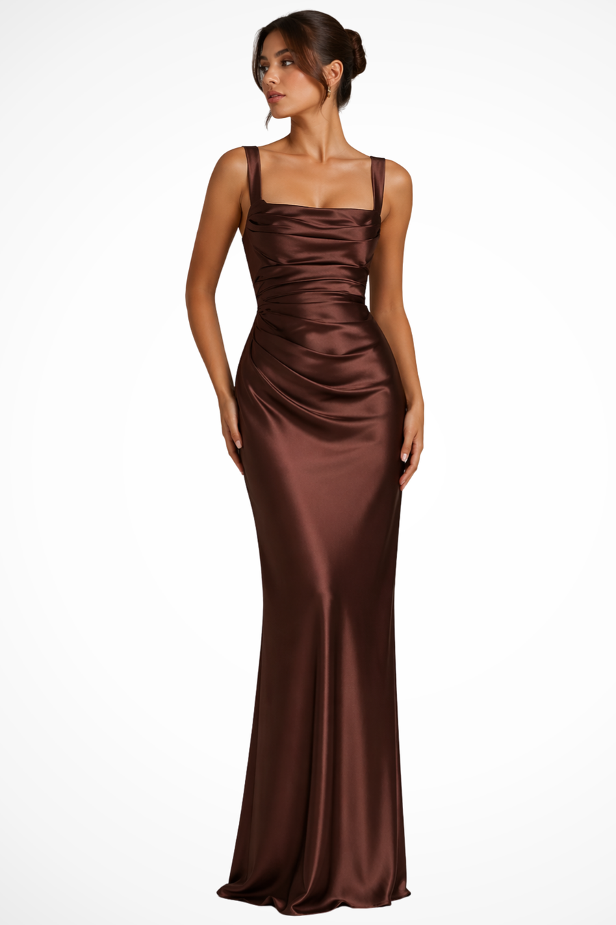 Vivienne | Women's Ruched Square Neck Maxi Wedding Guest Dress