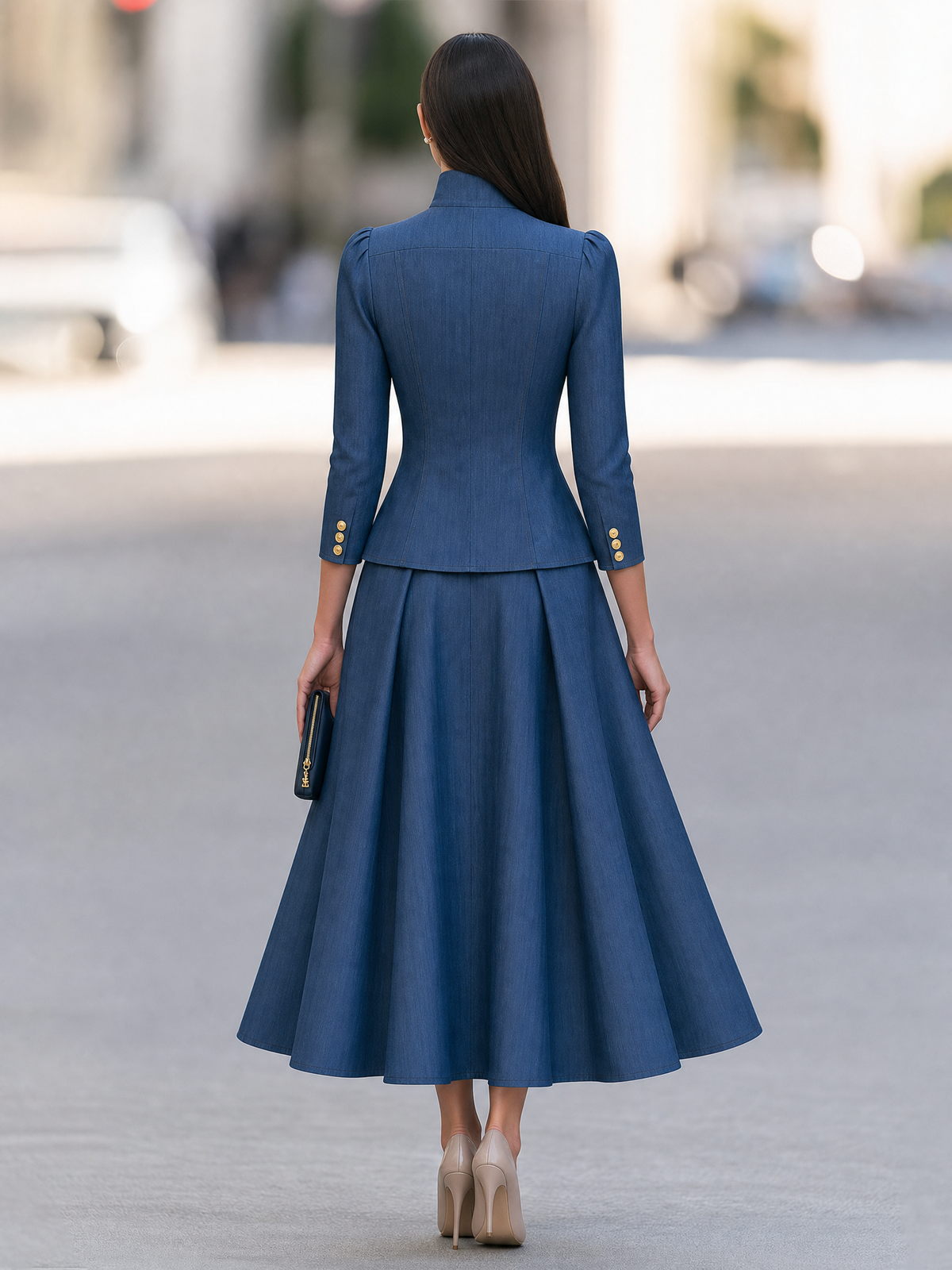 Irene | Women's Ruffled Blazer & A-Line Skirt Set
