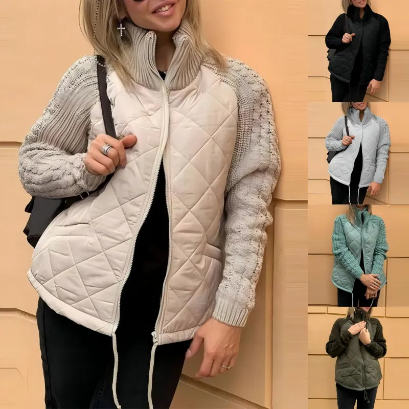 Corisanna | Women's Quilted Knit-Sleeve Zip Jacket