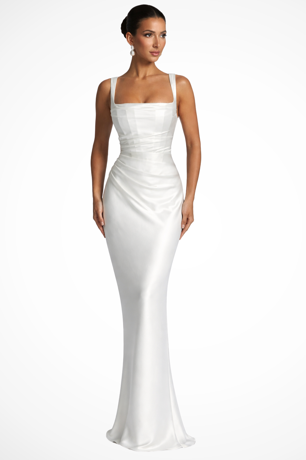 Vivienne | Women's Ruched Square Neck Maxi Wedding Guest Dress