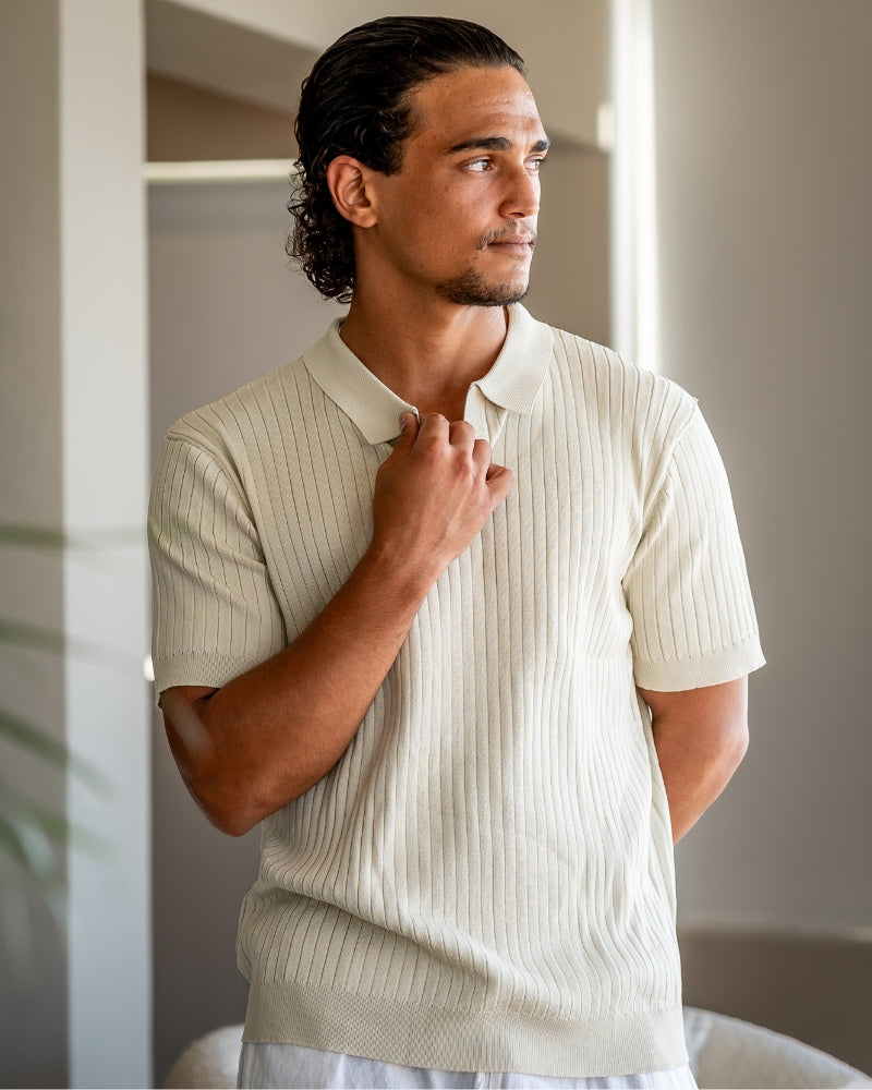 Frederick | Ribbed Knit Polo Shirt