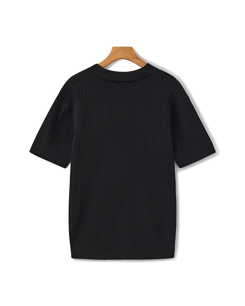Frederick | Ribbed Knit Polo Shirt