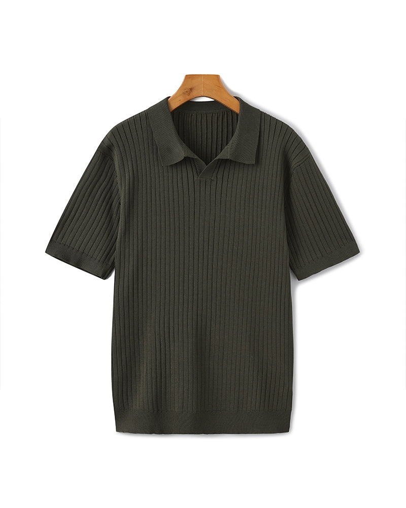 Frederick | Ribbed Knit Polo Shirt