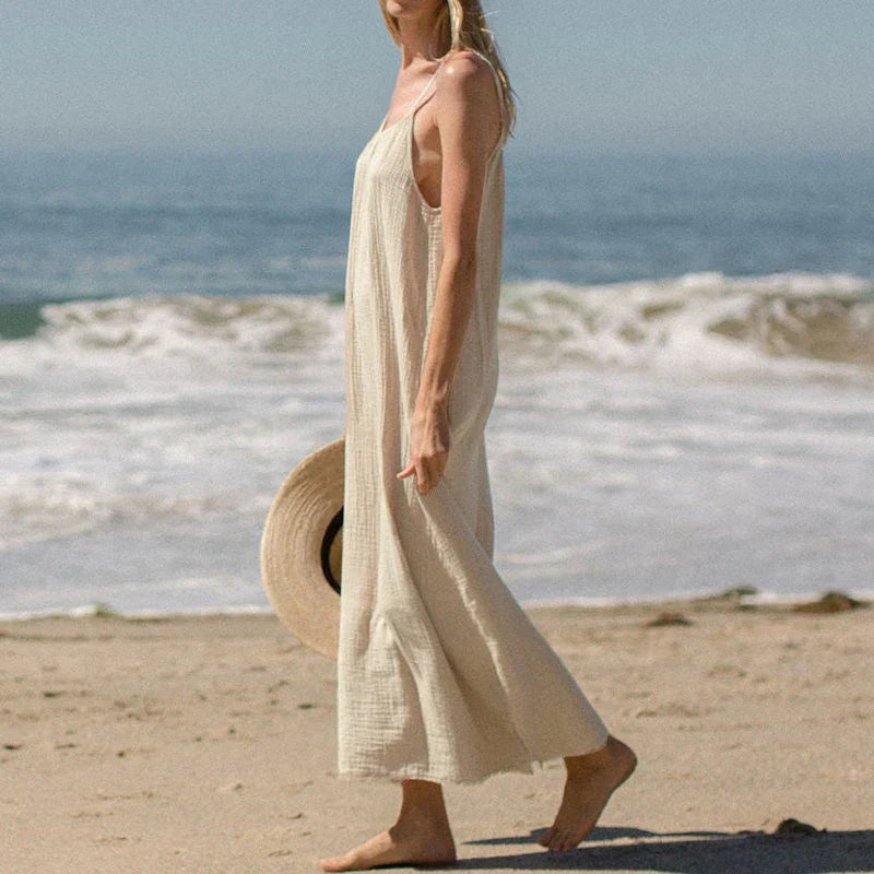 Isla | Women's Loose Cotton Spaghetti-Strap Midi Dress