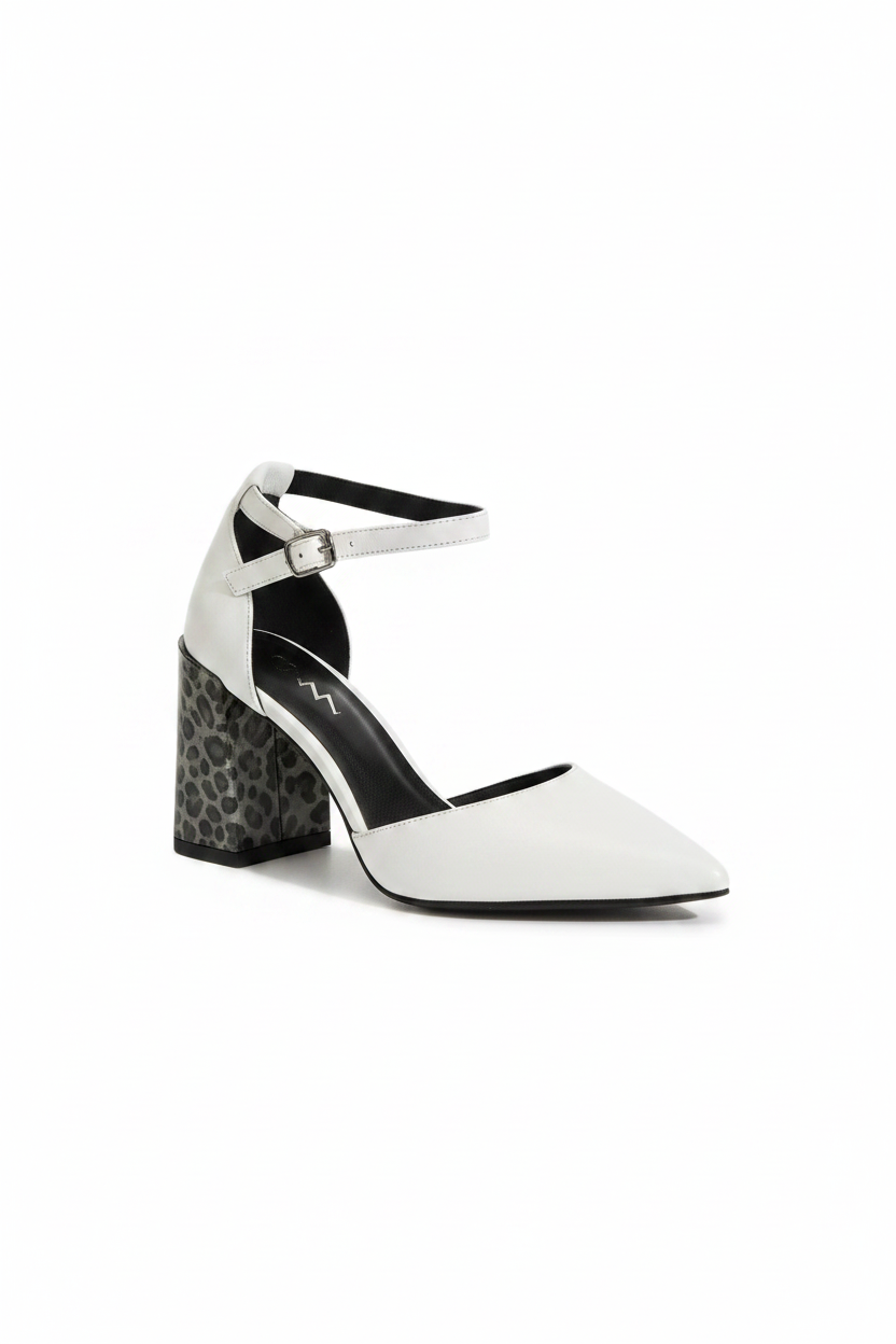 Aleen | Women's Pointed Toe Block Heel Pumps in White