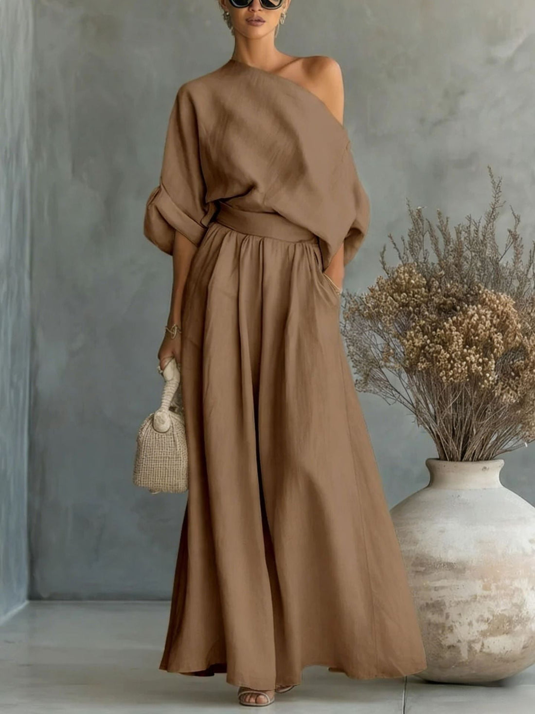 Anwen | Women's Two Piece Set Wide Leg Pants & Blouse