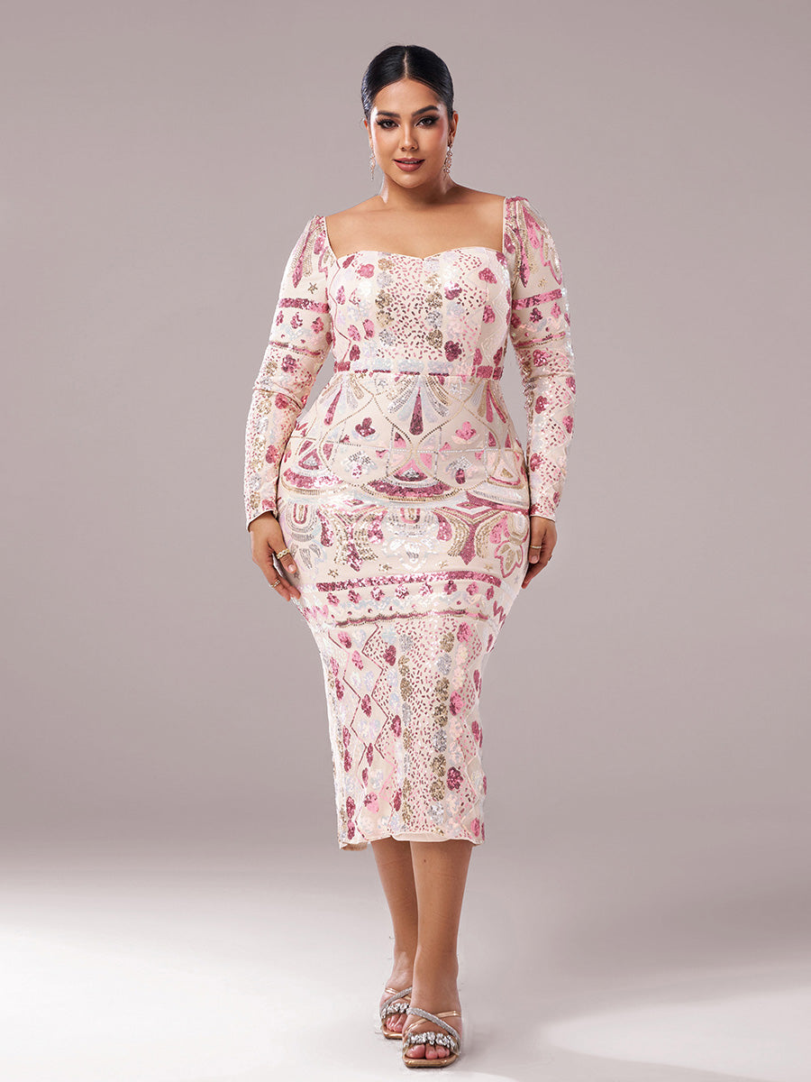 Nella | Women's Plus Size Sequin Split Midi Dress