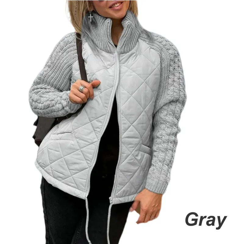Corisanna | Women's Quilted Knit-Sleeve Zip Jacket