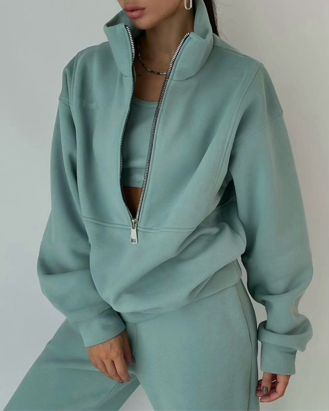 Joyce | Women's Oversized Half-Zip Knit Two Piece Set