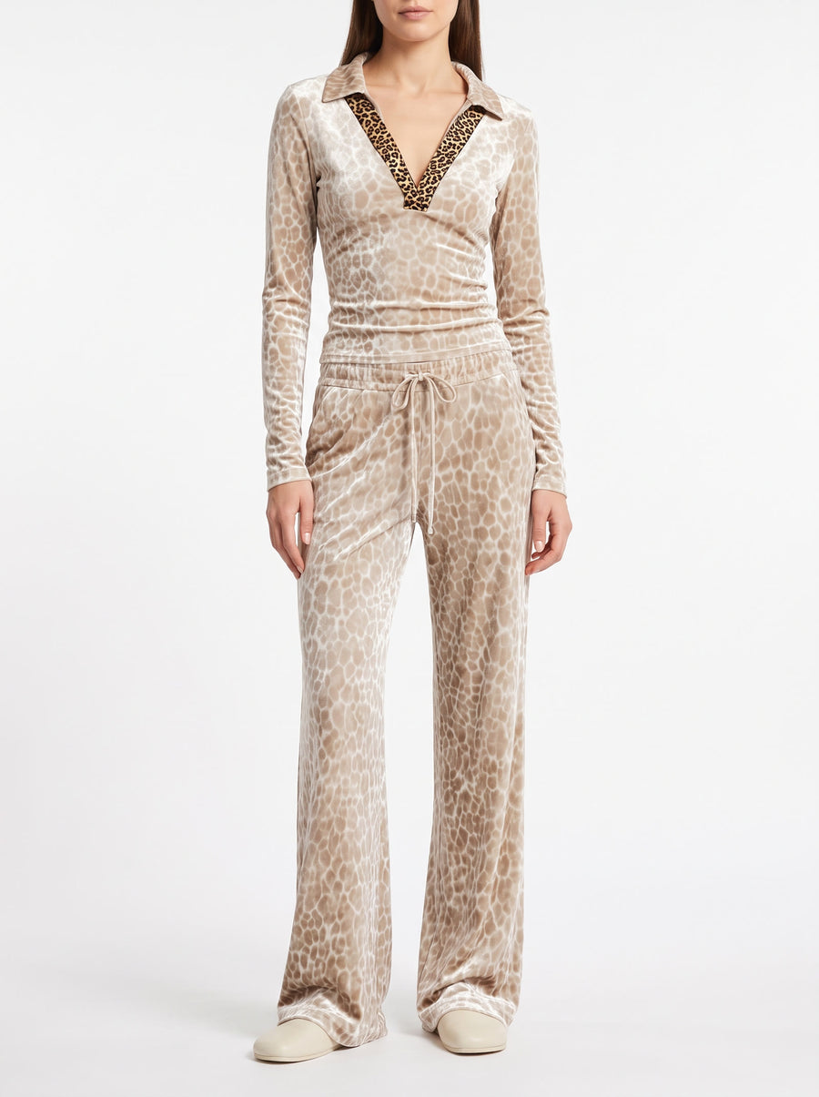 Petra Women's Leopard Print Velvet Two-Piece Set