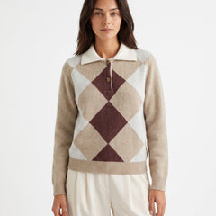 Priscilla Women's Colorblock Button Knit Sweater Dress