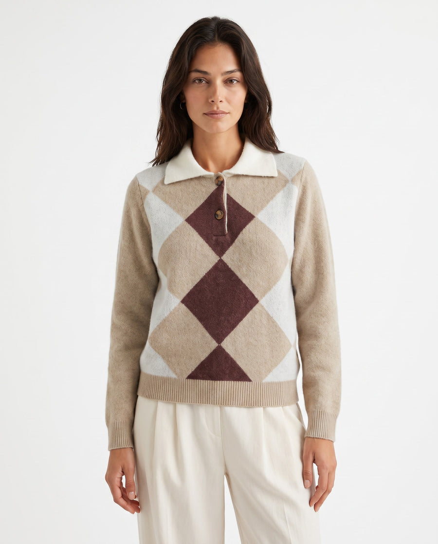 Priscilla Women's Colorblock Button Knit Sweater Dress