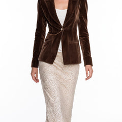 Ursula Women's Velvet Blazer and Sequin Midi Skirt Set