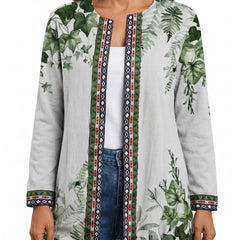 Wilhelmina Women's Botanical Print Open-Front Cardigan