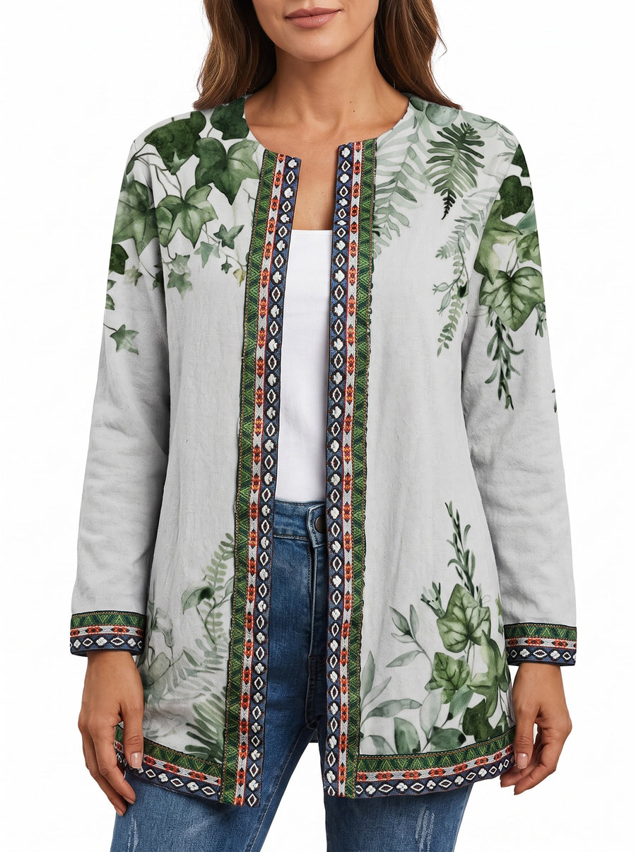 Wilhelmina Women's Botanical Print Open-Front Cardigan