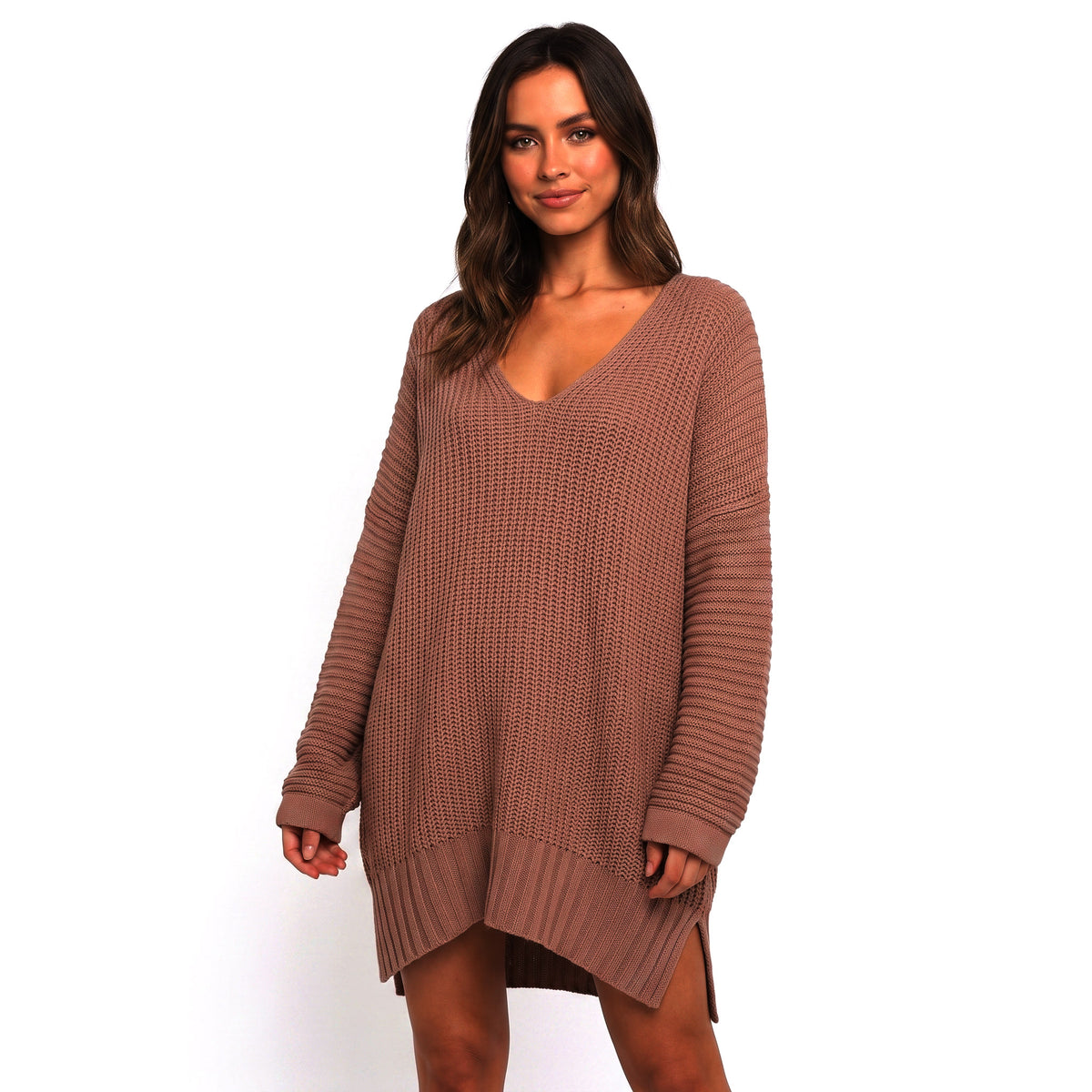 Vera Women's Oversized V-Neck Sweater Dress