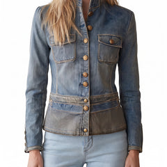 Yvonne Women's Tailored Military Denim Jacket