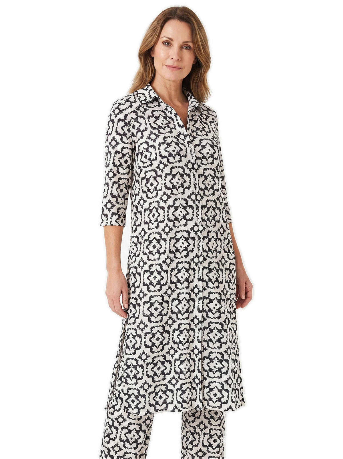 Esther-Patricia women's printed two-piece blouse and trouser set