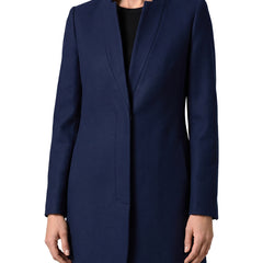 Ramona-Hazel Women's Longline Tailored Blazer Coat in navy blue