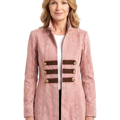 Patricia-Violet women's military-style pink denim blazer