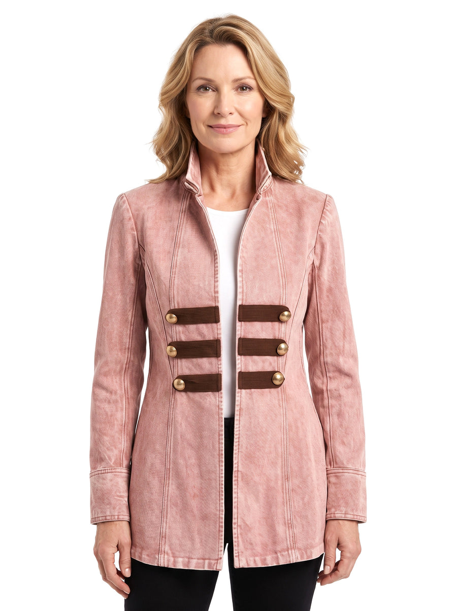 Patricia-Violet women's military-style pink denim blazer