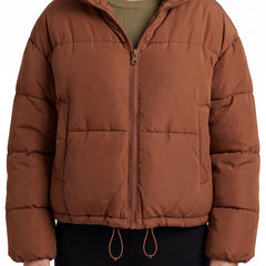 Aurelia-Harriet Women's Cropped Hooded Puffer Jacket in brown