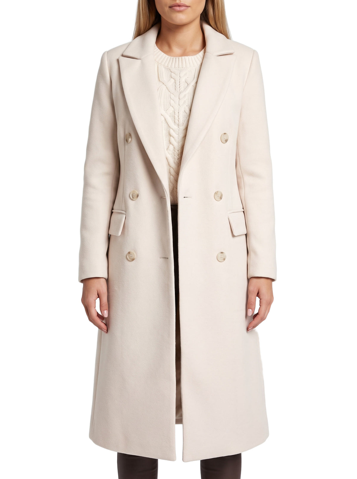 Josephine women's double-breasted longline trench coat in beige